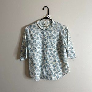 Vintage 1960's Light Blue Peter Pan Shirt Blouse, by Russ, Size S